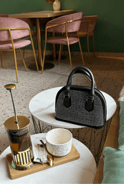 Geanta neagra / argintie cu strasuri Maura