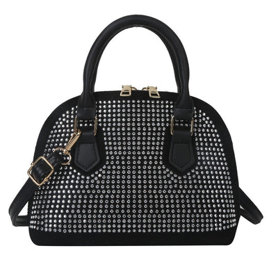 Geanta neagra / argintie cu strasuri Maura