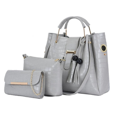 Set genti gri crocodil Ilona 3 in 1