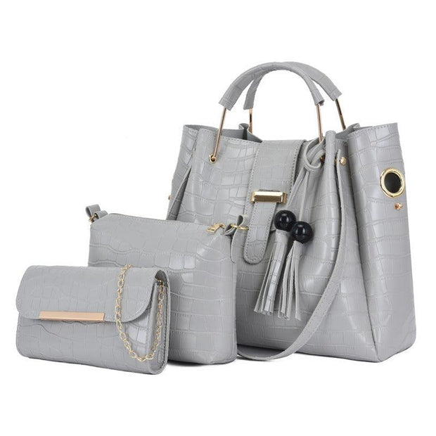 Set genti gri crocodil Ilona 3 in 1