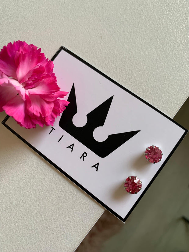 Cercei rotunzi piatra roz - TIARA CONCEPT STORE