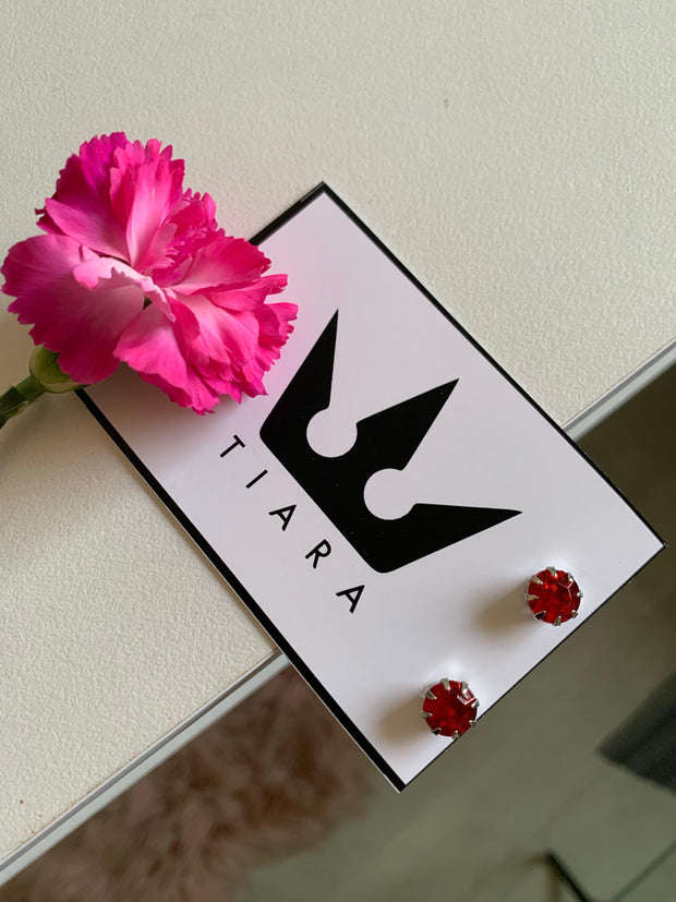 Cercei rotunzi piatra rosie - TIARA CONCEPT STORE