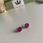 Cercei rotunzi piatra magenta - TIARA CONCEPT STORE